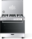 Freestanding Gas Cooker Royal Gas, 90×60cm, 5 Burners, Fan, Cast Iron Grates, Digital, Stainless Steel - CAESAR CAST DIGITAL