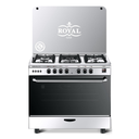 Freestanding Gas Cooker Royal Gaz, 90×60cm, 5 Burners, Fan, Cast Iron Grates, Full Safety, Digital, Stainless Steel - Lazord