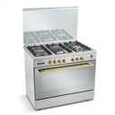 Freestanding Gas Cooker Real Tech, 90×60cm, 5 Burners, Fan, Cast Iron Grates, Digital, Stainless Steel - R6090SS-Ca-DI-ArGo