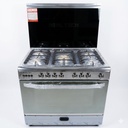 Freestanding Gas Cooker Real Tech, 90×60cm, 5 Burners, Fan, Cast Iron Grates, Stainless Steel, Brass Burners - R6090SS-Ca-Per