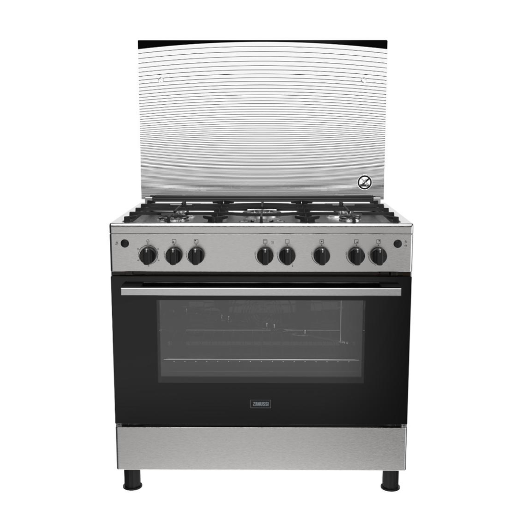 Freestanding Gas Cooker Zanussi, 90×60cm, 5 Burners, Stainless Steel, Fan, Full Safety, Stainless Steel - ZCG922A6XB