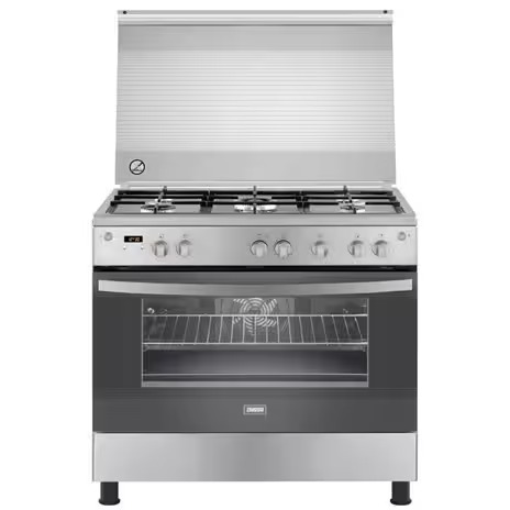 Freestanding Gas Cooker Zanussi, 90×60cm, 5 Burners, Cool Max, Fan, Cast Iron Grates, Full Safety, Stainless Steel - ZCG94396XA