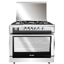 Freestanding Gas Cooker Fresh, 90×60cm, 5 Burners, Fan, Cast Iron Grates, Full Safety, Air Fryer, Digital, Stainless Steel - Matrix