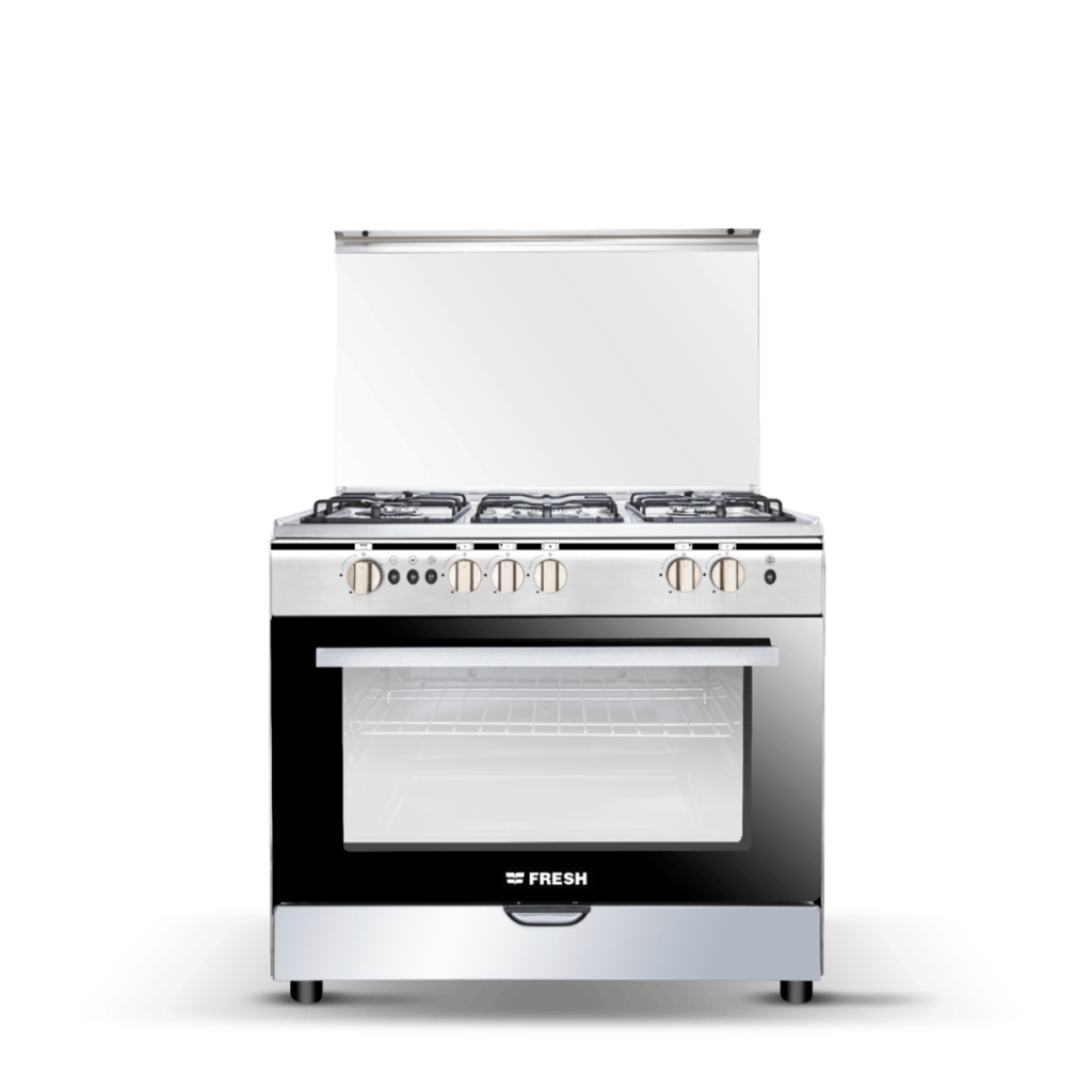 Freestanding Gas Cooker Fresh, 90×60cm, 5 Burners, Fan, Full Safety, Stainless Steel - Verona
