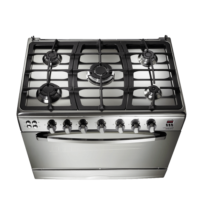 Freestanding Gas Cooker Universal, 90×60cm, 5 Burners, Full Safety, Cast Iron Grates, Stainless Steel - I.7ST.9605 IRON