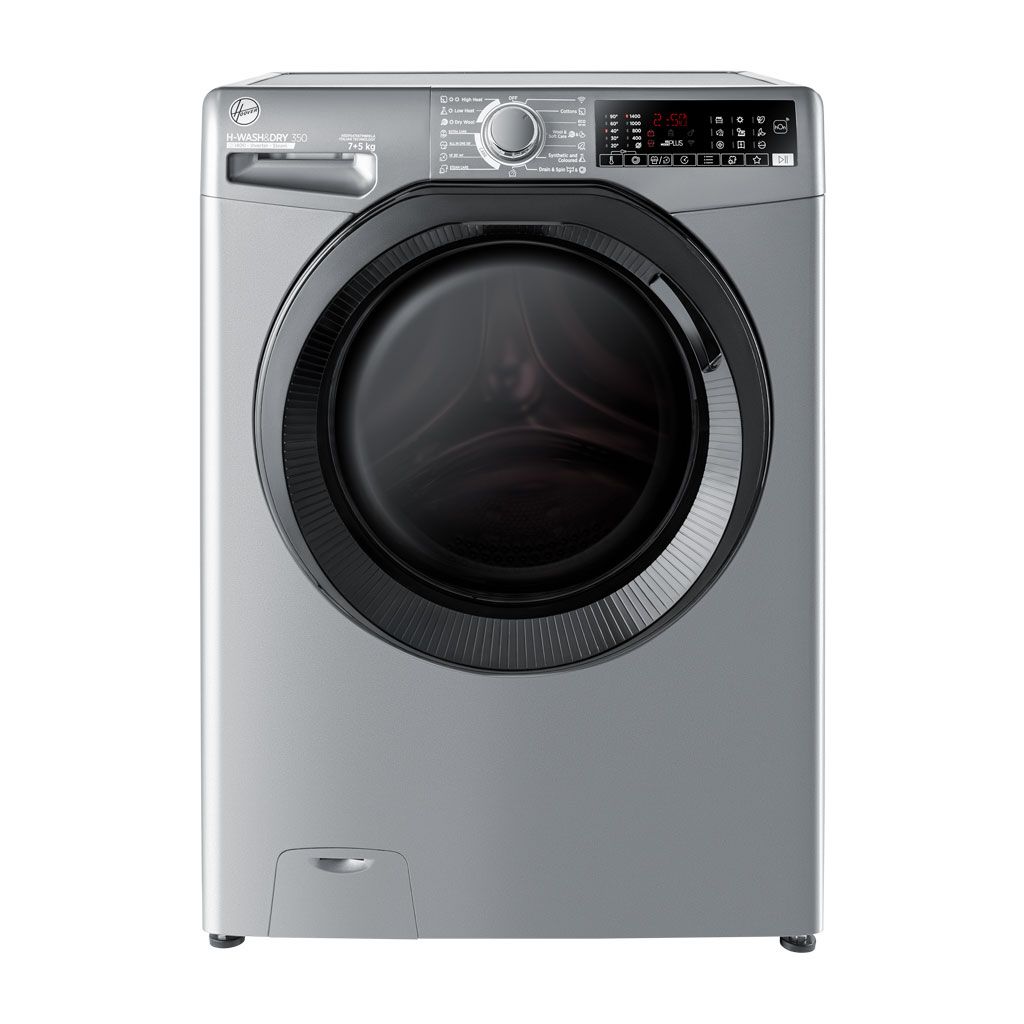 Automatic Washing Machine Hoover, Front Load, 7kg, 5kg Dryer, Inverter, 1400rpm, Steam, Wi-Fi, Silver - H3DPS4756TMBRELA