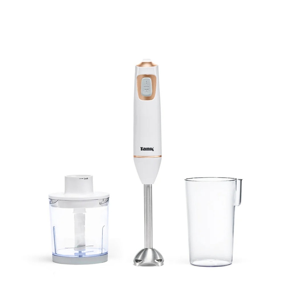 Hand Blender Tank, 600W, 5 Speeds + Turbo, BlendiPower, Copper Motor, with Chopper, White - CM-6003-1