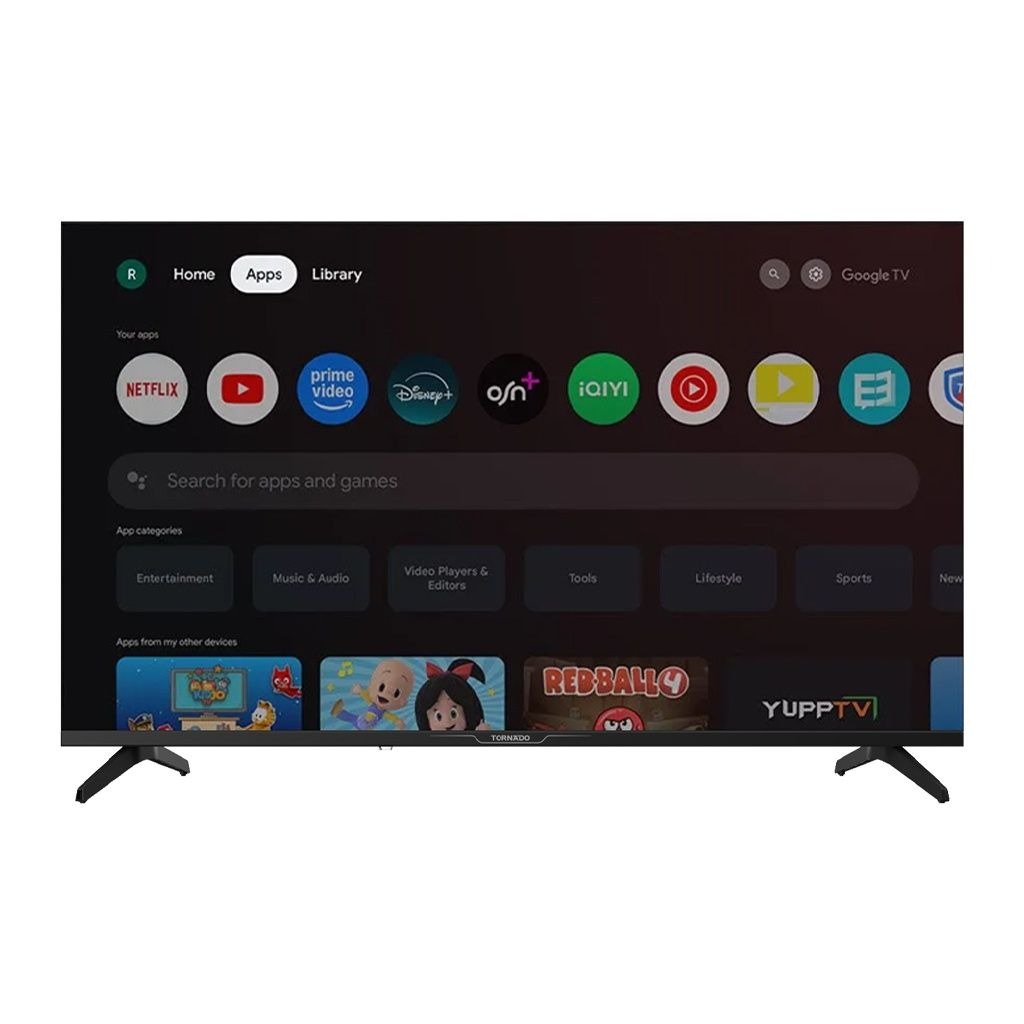 ‫شاشة تليفزيون تورنيدو سمارت HD فريمليس 32 بوصة Google TV ريسيفر داخلي - أسود | 32EA6500E‬