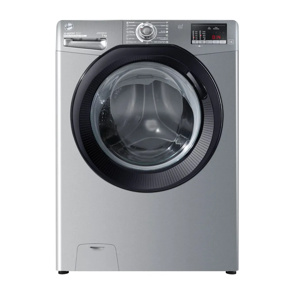 Automatic Washing Machine Hoover, Front Load, 7kg, 1100 rpm, Steam, Wifi, Silver - H3WOS173DBR4-ELA