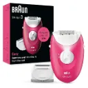 Epilator Braun, Corded, 20 MicroGrip Tweezers, Smart Light, with Shaver Head & Bikini Trimmer, Raspberry - SE3-032