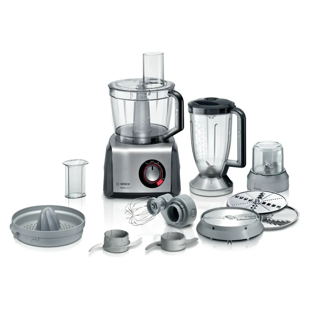 محضر طعام بوش، MultiTalent 8، سيريز 8، 1250 وات، وعاء 2.4 لتر، أسود × استانلس - MC812M844