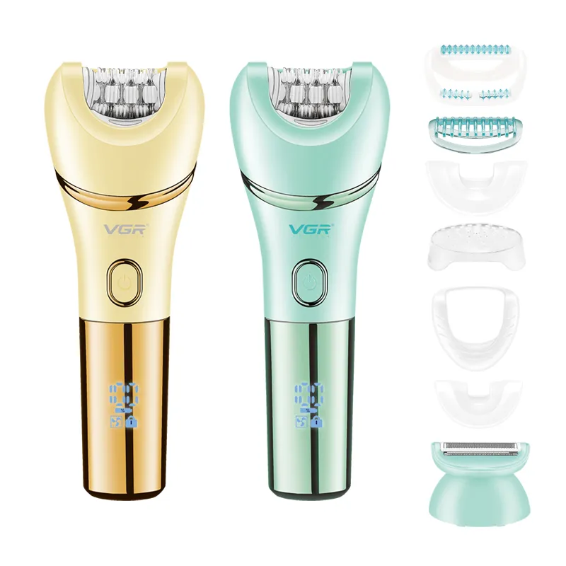 Epilator VGR, 5-in-1, IPX7 Waterproof, Smart LED Display, 2 Speeds, USB Charging - V-753