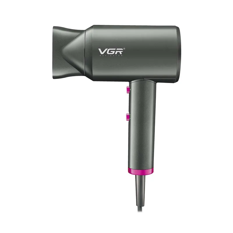 Hair Dryer VGR, 1600-2000W DC Motor, 2 Speeds, Cool Shot, Concentrator Nozzle, 1.8m Cord, Black - V-400