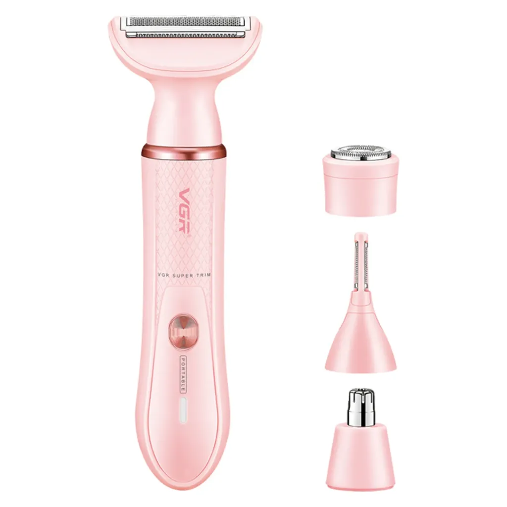 Women's Hair Removal Shaver VGR, Cordless, 500mAh Li-ion, 90-min Runtime, 1.5h USB Charge, Soft Head, Pink - V-761