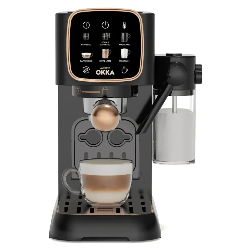 Electric Espresso Machine Arzum Okka Solo M, Semi-Automatic, 15 Bar, 1.1L, 1628W, Black × Copper - OK0032-0400