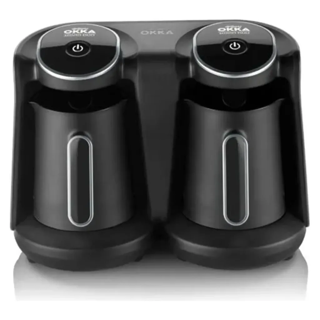 Electric Turkish Coffee Maker Arzum Okka Minio Duo Chrome, 8 Cups, Slow Brew, 880W, Black × Silver - OK006-05