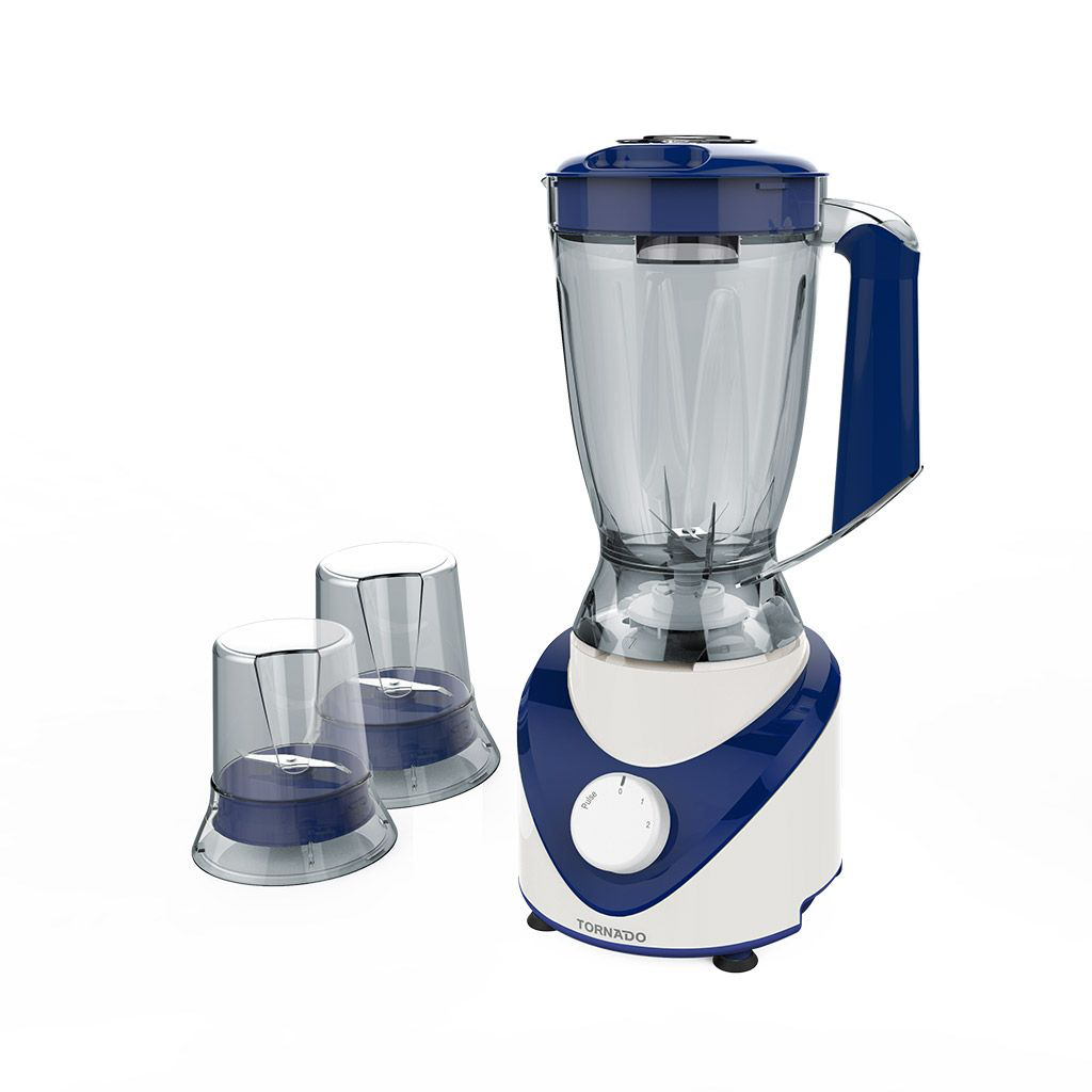 Electric Blender Tornado, 500W, 1.5L, 2 Grinders, White x Blue - BL500/2-DBLUE