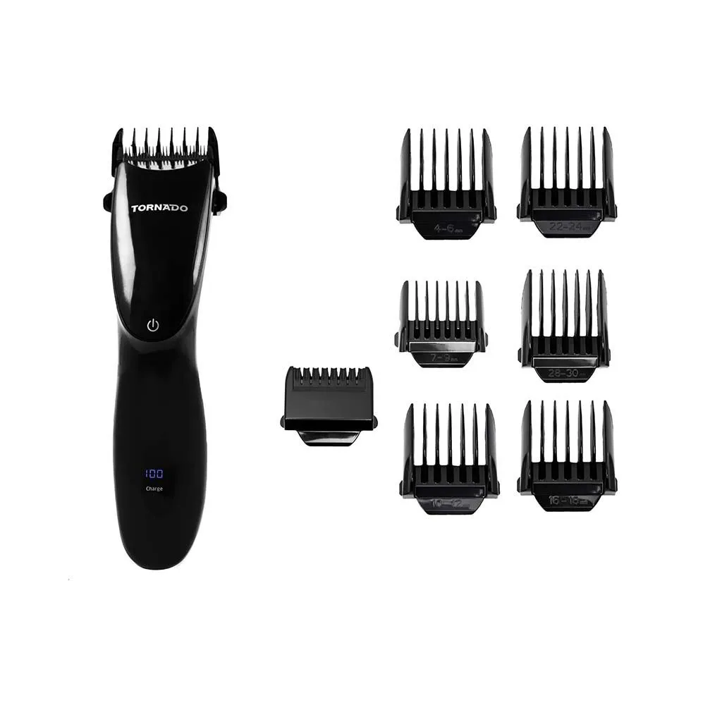 Beard & Beard Shaver Tornado, Cord & Cordless, Digital, Stainless Steel - Titanium blades Black - TCP-61DB