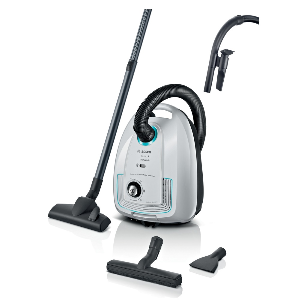 Bagged Vacuum Cleaner Bosch, Series 4 ProHygienic, 2200W, 4.0L Bag Capacity, White - BGL38WHYG