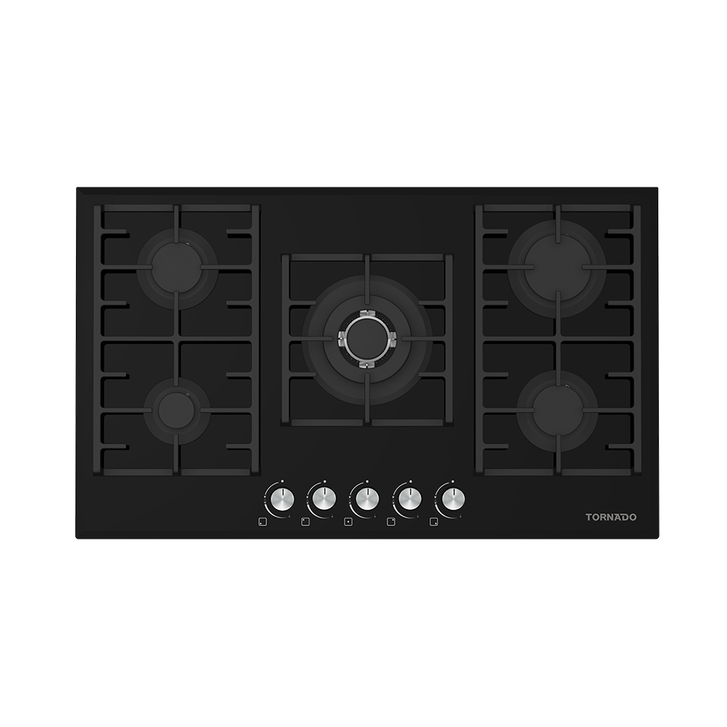 Built-in Gas Hob Tornado, 90 × 60 cm, 5 Burners, Black Glass - GHV-M90CCU-G