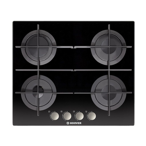 Built-in Gas Hob Hoover, 60 × 60 cm, 4 Burners, Black Glass - HGV64SMTCGB