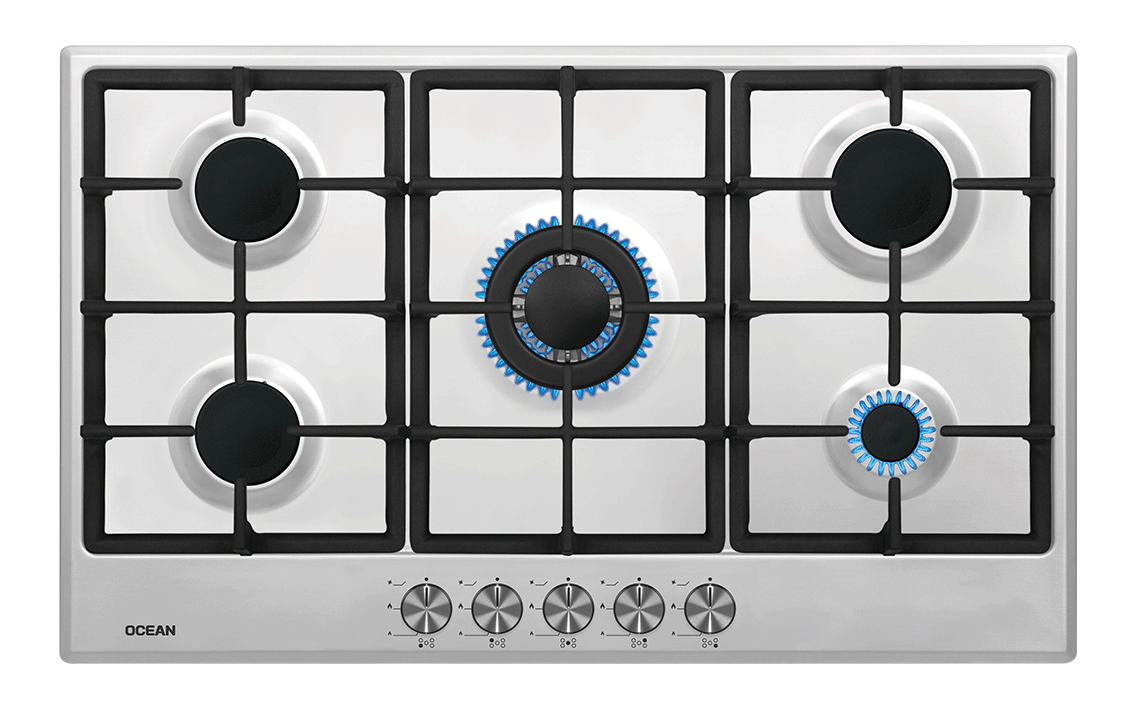 Built-in Gas Hob Ocean, 90 × 60 cm, 5 Burners, Full Safety, Stainless Steel - OGHF95IPROSV