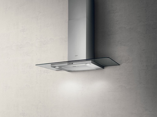 Built-in Hood Elica, 90 cm, Stainless Steel × Black Glass - FLAT GLASS IX/A/90