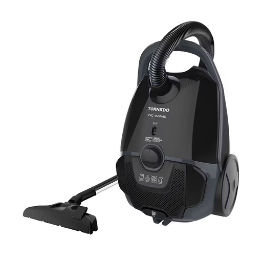 Bagged Vacuum Cleaner Tornado, 1600W, HEPA Filter, Black × Gray - TVC-1600MG
