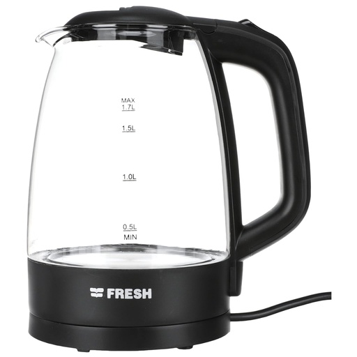Glass Kettle Fresh, 1.7L, 2200W, Clear Glass, Black