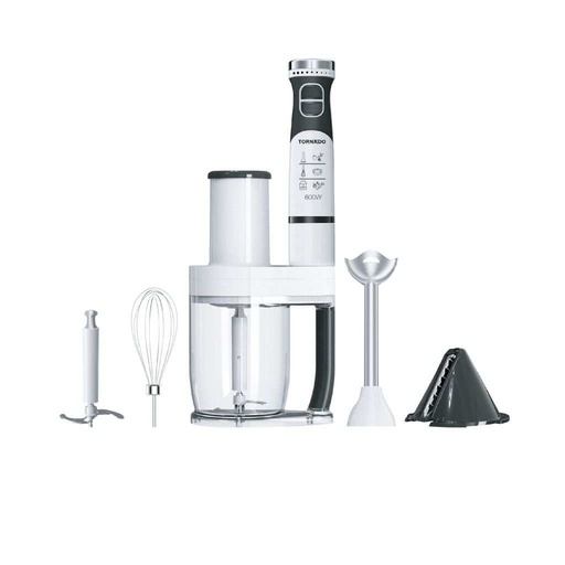 Hand Blender Tornado, 600W, Chopper, Whisk, White - HB-600WBT