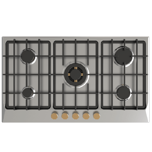 Built-in Gas Hob Fresh, 90 cm, 5 Burners, Full Safety, Stainless Steel - HAFR90CMSC1-BR
