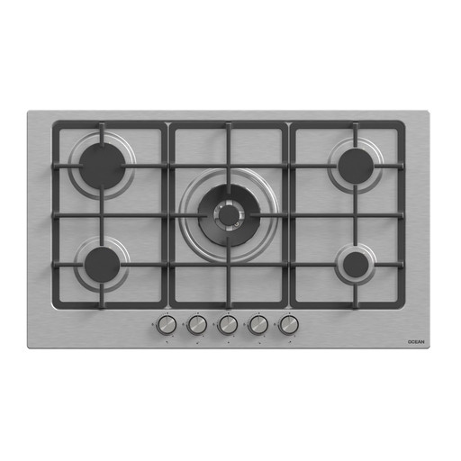 Built-in Gas Hob Ocean, 90 × 60 cm, 5 Burners, Full Safety, Stainless Steel - OHGFR95IPROSVC