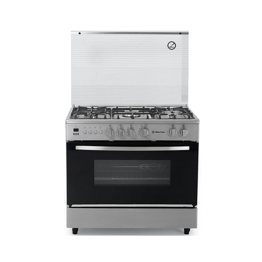 Freestanding Gas Cooker White Point, 90×60cm, 5 Burners, Fan, Full Safety, Cast Iron Grates, Digital, Stainless Steel - WPGC9060XTOCFSDAM