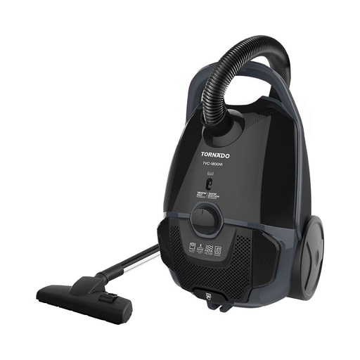 Bagged Vacuum Cleaner Tornado, 1800W, HEPA Filter, Gray × Black - TVC-1800MG