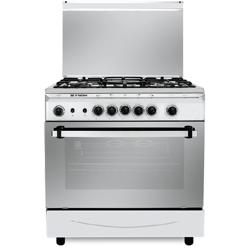 Freestanding Gas Cooker Fresh, 80×55cm, 5 Burners, Oven Safety, Fan, Stainless Steel - Italiano
