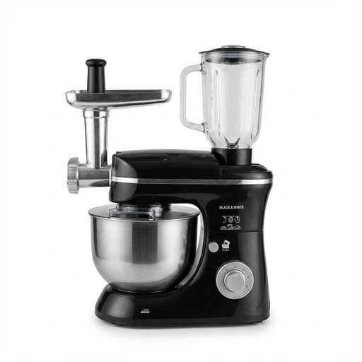 Stand Mixer Black & White, Professional, 1500W, 6.2L, with Dough Hook and Whisk, Black - SM-615