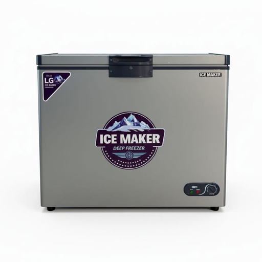 Chest Freezer Ice Maker, 350L, Defrost, Stainless Interior, LG Compressor, Silver