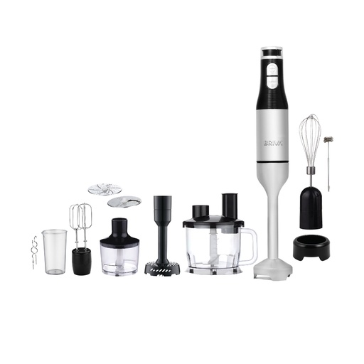 Hand Blender Briva, 1200W, Multi Chef, 10 in 1, 2 Choppers, 2 Whisks, Stainless × Black - BH237