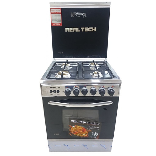 Freestanding Gas Cooker Realtech, 60×60cm, 4 Burners, Brass Burners, Stainless Steel, New Chef - R6060SS-PC01-No-NCh