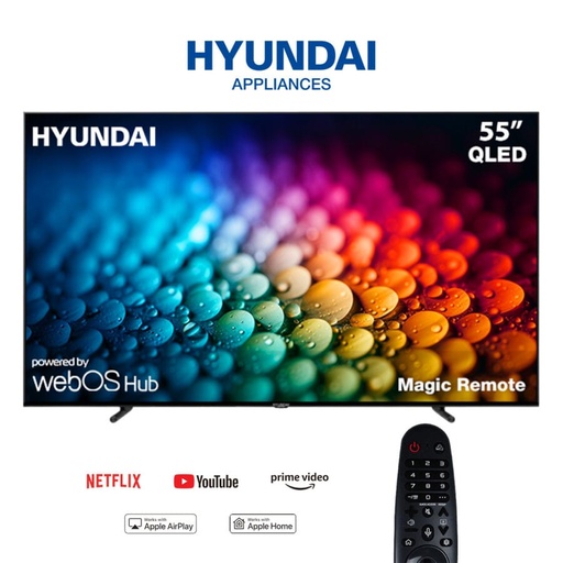 Smart QLED TV Hyundai, 55 inch, 4K, Frameless, Built-in Receiver, Magic Remote - L55HYNDA750