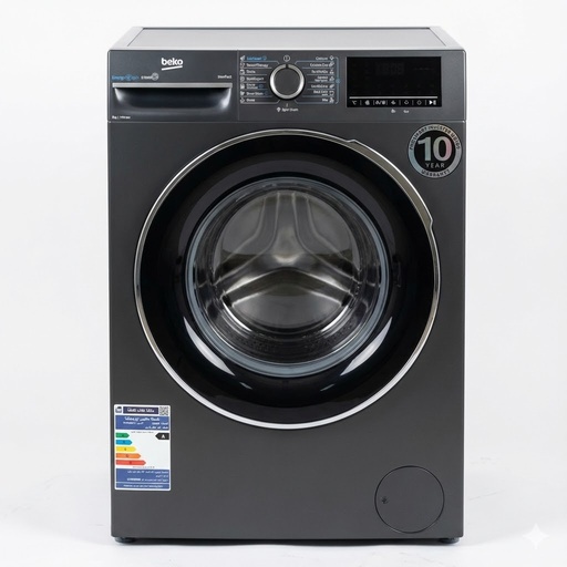 Automatic Washing Machine Beko, Front Load, 9kg, 1400rpm, Steam, Inverter, Digital, Dark Gray - WFST97XA