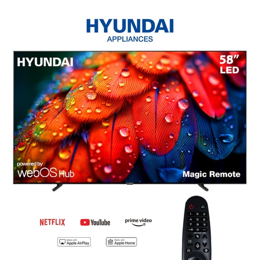 Smart 4K TV Hyundai, 58 inch, Magic Remote, Frameless, Smart, Built-in Receiver - L58HYNDA650