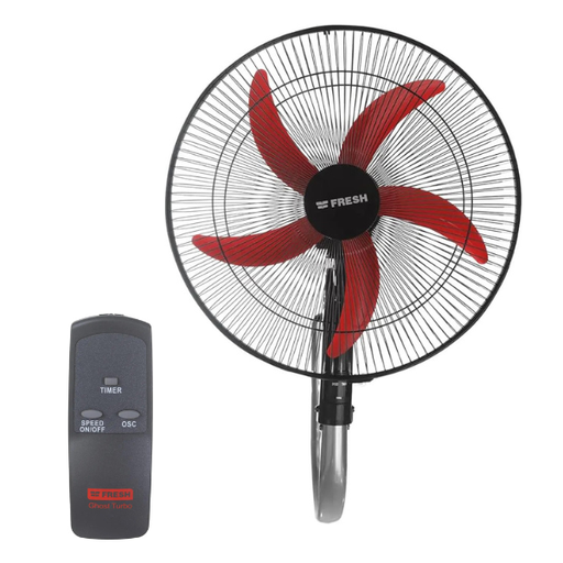 Wall Fan Fresh, 18 inch, 5 Blades, Remote Control, Black - Phantom Turbo