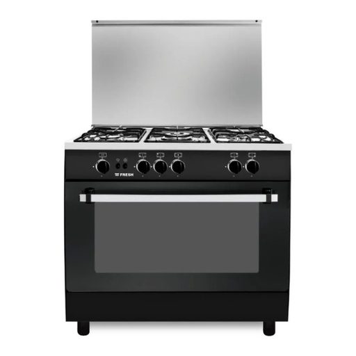 Freestanding Gas Cooker Fresh, 90×60cm, 5 Burners, Oven Safety, Stainless Steel Surface, Black - Star