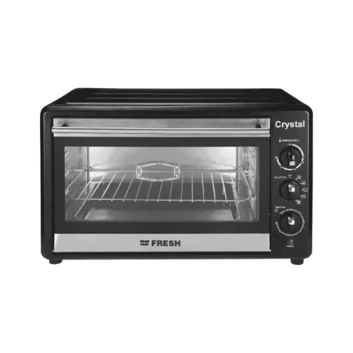 Electric Oven Fresh, 48L, 2000W, Grill, 90-Min Timer, Crystal, Black × Silver - FR-4803R