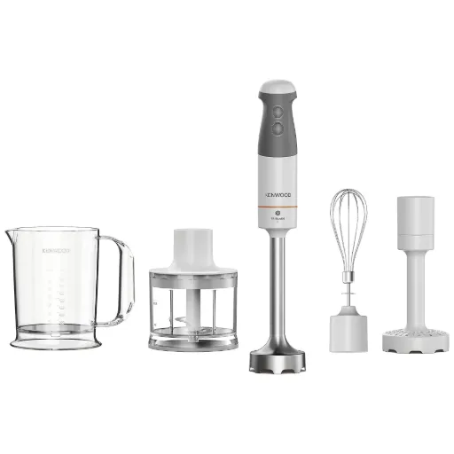 Hand Blender Kenwood, Triblade XL, 850W, 0.5L Chopper, Whisk, Masher, White - HBM40.306WH