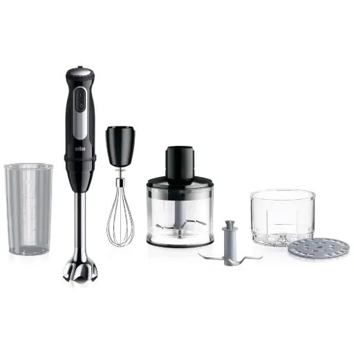 Hand Blender Braun, MultiQuick 5 Pro, Multifunction, 1000W, 25 Speeds, Chopper, Whisk, Black - MQ 55254 MBK
