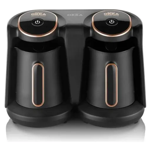 Electric Turkish Coffee Maker Arzum Okka Minio Duo, 8 Cups, Slow Brew, 880W, Black × Copper - OK006