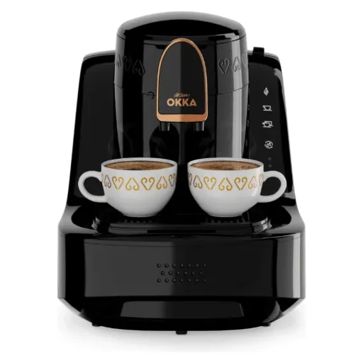 Electric Turkish Coffee Maker Arzum Okka Elit, 2 Cups, Fully Automatic, Self-Cleaning, 710W, Black × Copper - OK0040-26