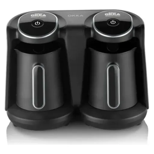 Electric Turkish Coffee Maker Arzum Okka Minio Duo Chrome, 8 Cups, Slow Brew, 880W, Black × Silver - OK006-05